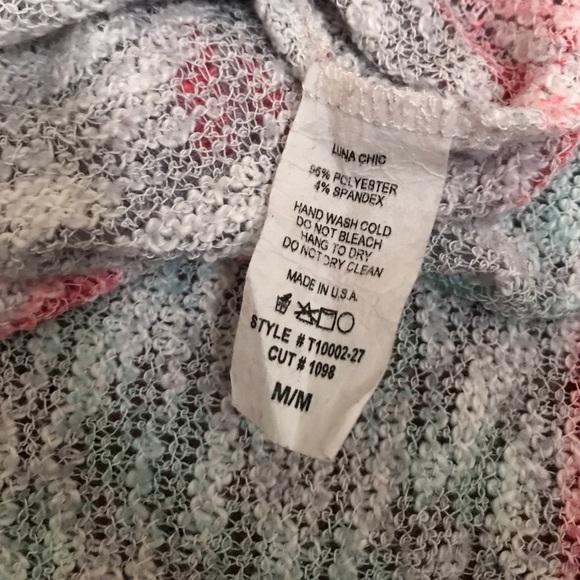 LUNA CHIC Long Knitted Pink Grey Multi Sweater M - Picture 5 of 7